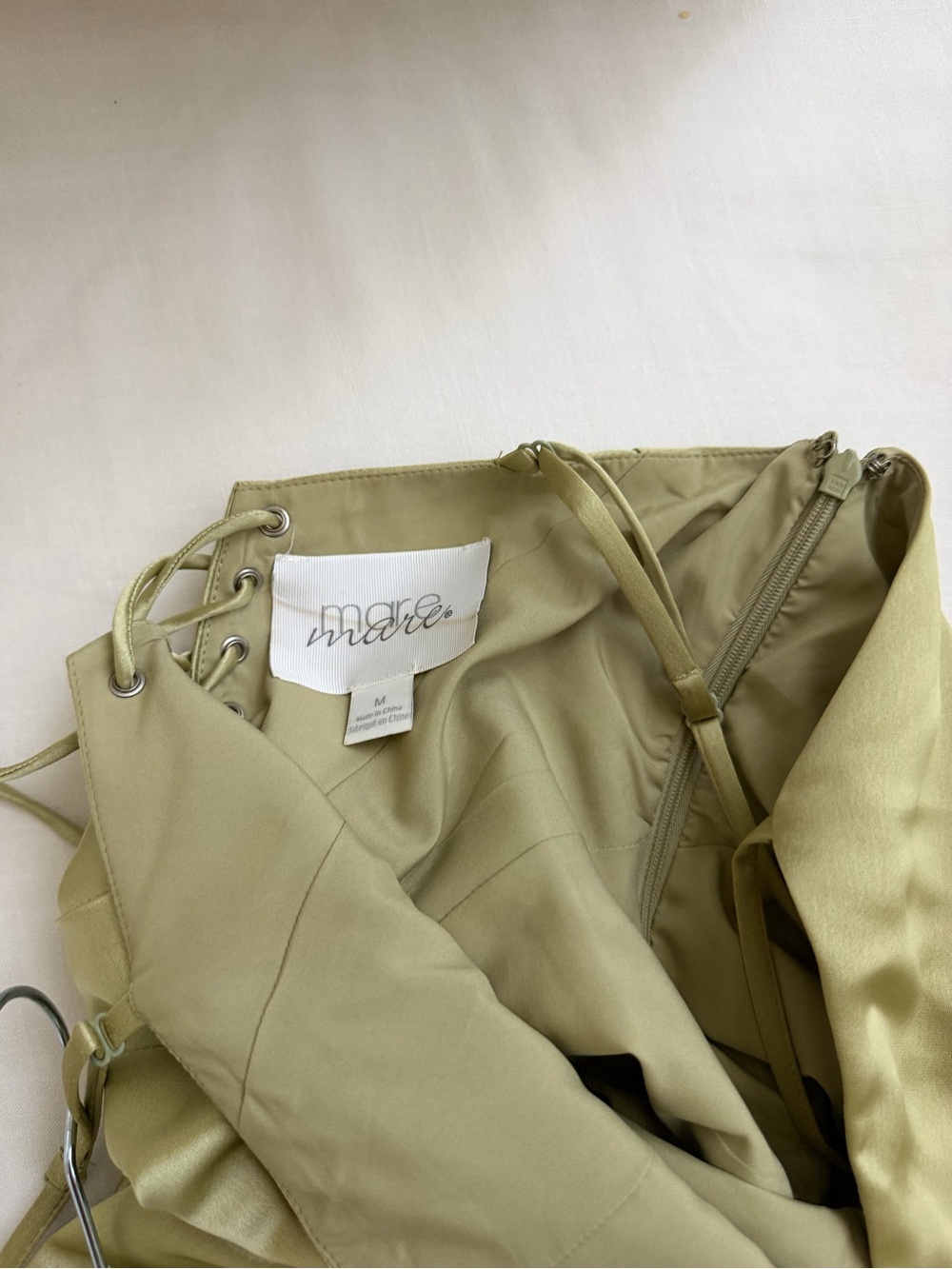 Anthropologie Olive Satin Slip Maxi Dress - Picture 7 of 7